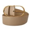 Dolce & Gabbana Beige Leather Gold Metal Oval Buckle Belt